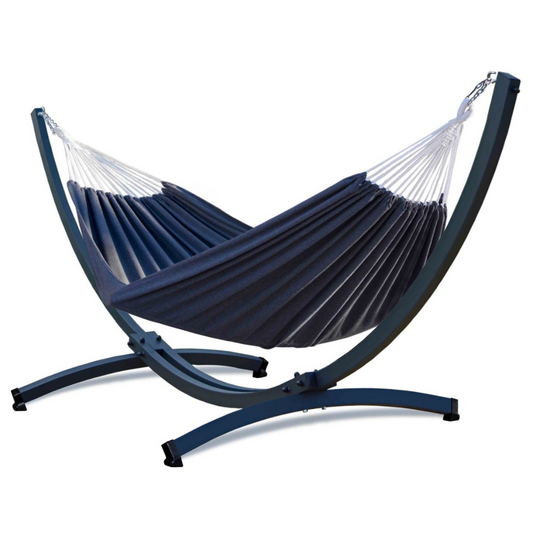 hamac extérieur sur pied bleu marine