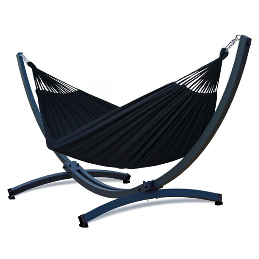 Hamac noir sur pied extérieur