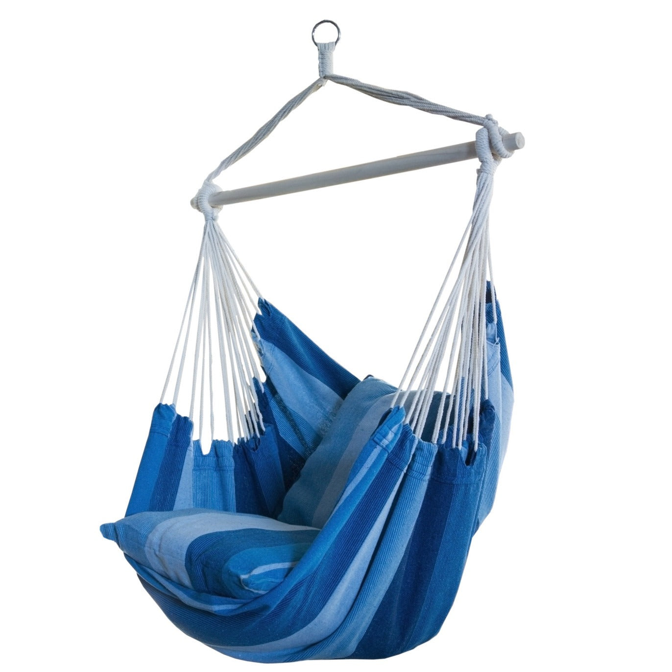 Hamac suspendu avec coussins bleu rayé